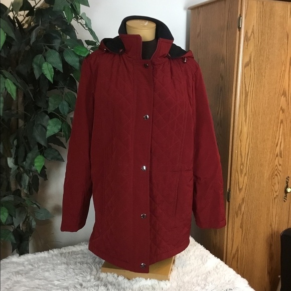 Nautica Large cranberry red hooded winter jacket - Picture 1 of 16